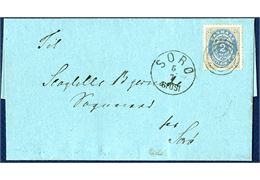Local letter with 2 sk. bicoulored VII printing pos. 77 INVERTED FRAME on dated letter Sorø 10 July 1874, cancelled with numeral ‘67’ alongside datestamp ‘SORØ 5/7 6 POST’. A very beautiful and lightly cancelled stamp on a clean and small sized envelope. Rare in this quality.
