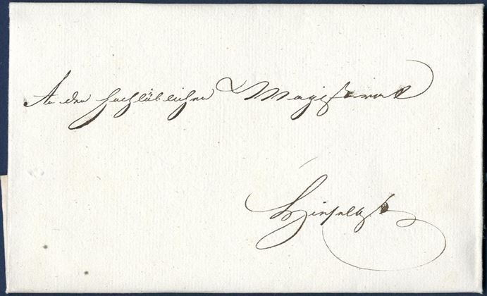 Entire local letter in Husum from the “Kaiserlich Russischen Kommandos” in Husum dated 26 December 1813. 