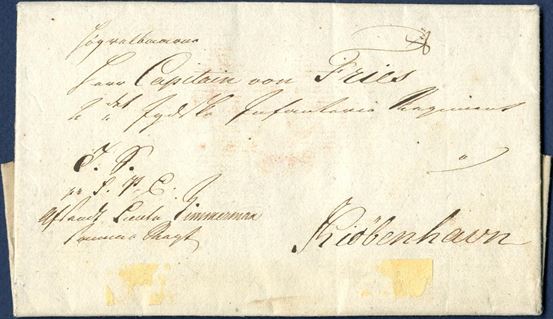 Napoleonic war. Entire Royal Service by Field Post Estafette sent from Rendsburg to Copenhagen 28 June 1811, endorsed on front “K. D. pr. F.P.E. Afsendt Lieutn Zimmermann xxx”. Endorsed “8” on front, quite unusual for this type of letters.