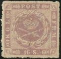 16 sk. 1863 rouletted, with full original gum, hinged, fine centering and rouletting.