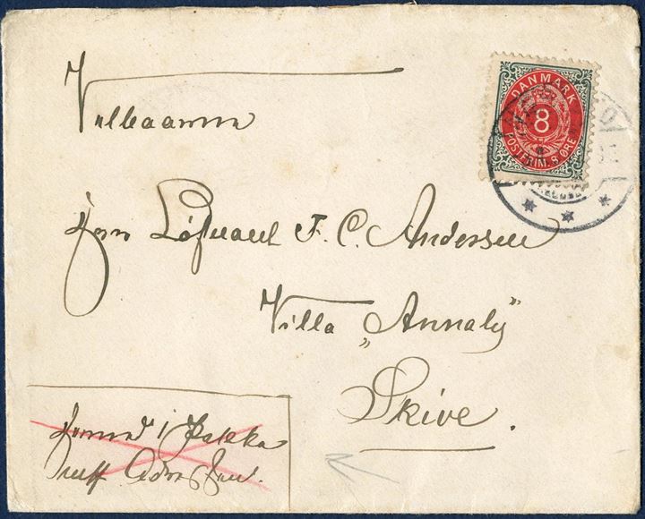 Ordinary envelope intended for use as parcel letter, sent from Næstved 3 April 1900 to Skive.