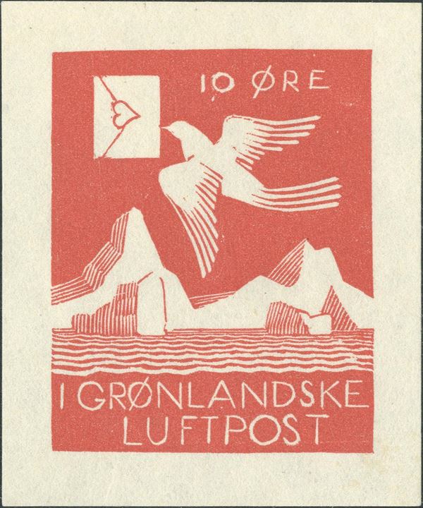 Rockwell Kent “10 ØRE Grønlandske Luftpost” stamp, reprint.