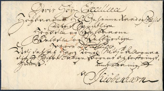 Entire from Aalborg to Copenhagen sent December 1761 with list number “ 1 -  “ Rare and early letter from Aalborg with contents preserved. Very fresh and beautifully manuscript address on front.