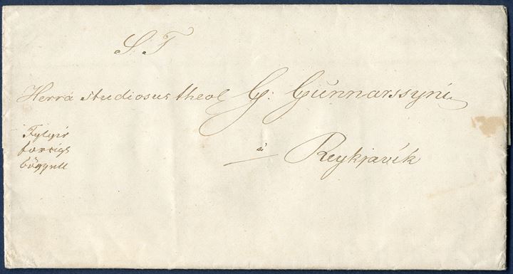 Parcel letter from Halsi 17 December 1864 to Reykjavik, with complete letter inside.