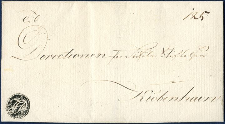 Foot Post letter, with inside date Copenhagen 17 May 1806 - with manuscript '125' ledger number and foot post mark in italic 'FP' Type 1 - This is the earliest documented use of the FOOT POST mark and in an astonishing and rarely clean impression like seen on this cover. Besides, this is also the EARLIEST RECORDED letter with a Copenhagen Foot Post mark. The Copenhagen Foot Post commenced operations on 1 March 1806. A truly great rarity the DANISH FOOT POST service.