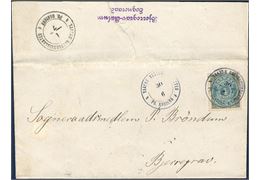 Rural letter sent from Taanum to Bjerregrav near Randers the 30 June 1885 bearing a 4 øre bicolored 34th printing tied by two-ring private rural cancel “TAANUN BREVSEMLINGSSTED 30/6” and “S T” initials added to the stamp, but not on the departing postmark dated 1/7 on reverse. A most striking a fascinating example of the Danish private rural postmarks.