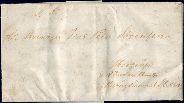 Pre-philatelic and carried privately letter from Reykjavik to Tønder in Slesvig February 17, 1853. This is one of only two letters to the duchies Slesvig from Iceland. Ex Crafoord.