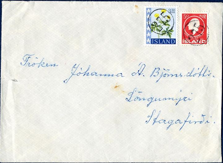 Letter from Stóra-Giljá with numeral 275 on letter to Stagafirdi franked with 400 aur. Between 1.1.1963 – 30.9.1963 the rate were 400 aur.