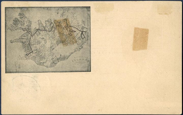 5 aur postal stationery sent from Reykjavik to Wilwaukee Wisconsin USA on 28 September 1898, additional franked with 5 aur perf 12 3/4 II. printing. Map of Iceland printed on reverse, three such stationeries recorded to Iceland.