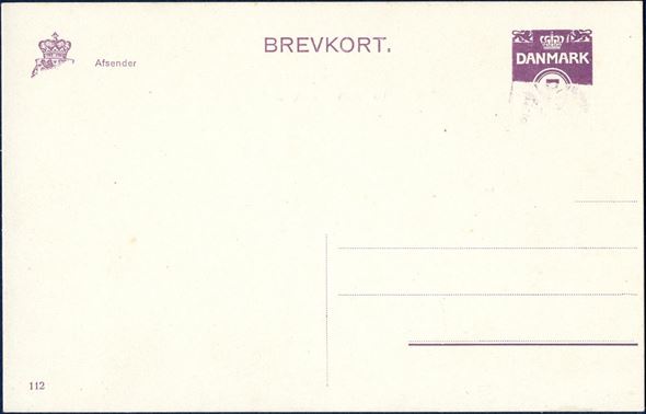 7 øre BREVKORT with partly missing overprint, printing 112. Ringstrøm 85 I. SK EB85.
