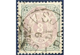 3 sk. bicoloured II printing with INVERTED FRAME position A-90 in excellent condition. Very scarce stamp.